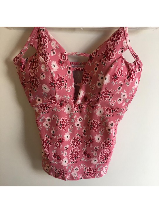 Blusa de alça com bojo floral rosa   