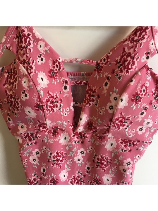 Blusa de alça com bojo floral rosa   