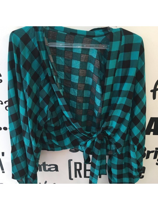 Camisa Curta Xadrez  Verde/Preto 