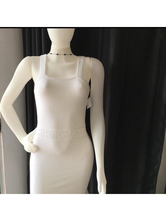 Vestido Alça Branco  Midi  