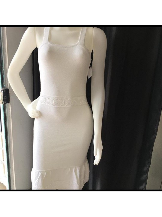 Vestido Alça Branco  Midi  