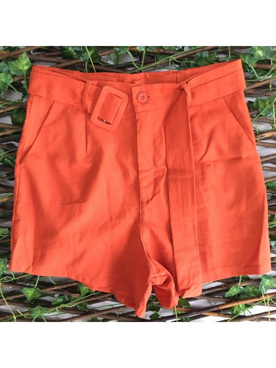 Short Laranja Com Cinto  