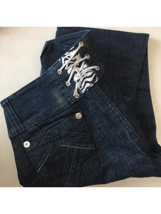 Calça Jeans Basica   Detalhe Em Zebra  